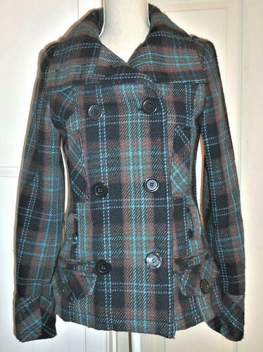 Levis Plaid Peacoat Jacket Wool Blend 