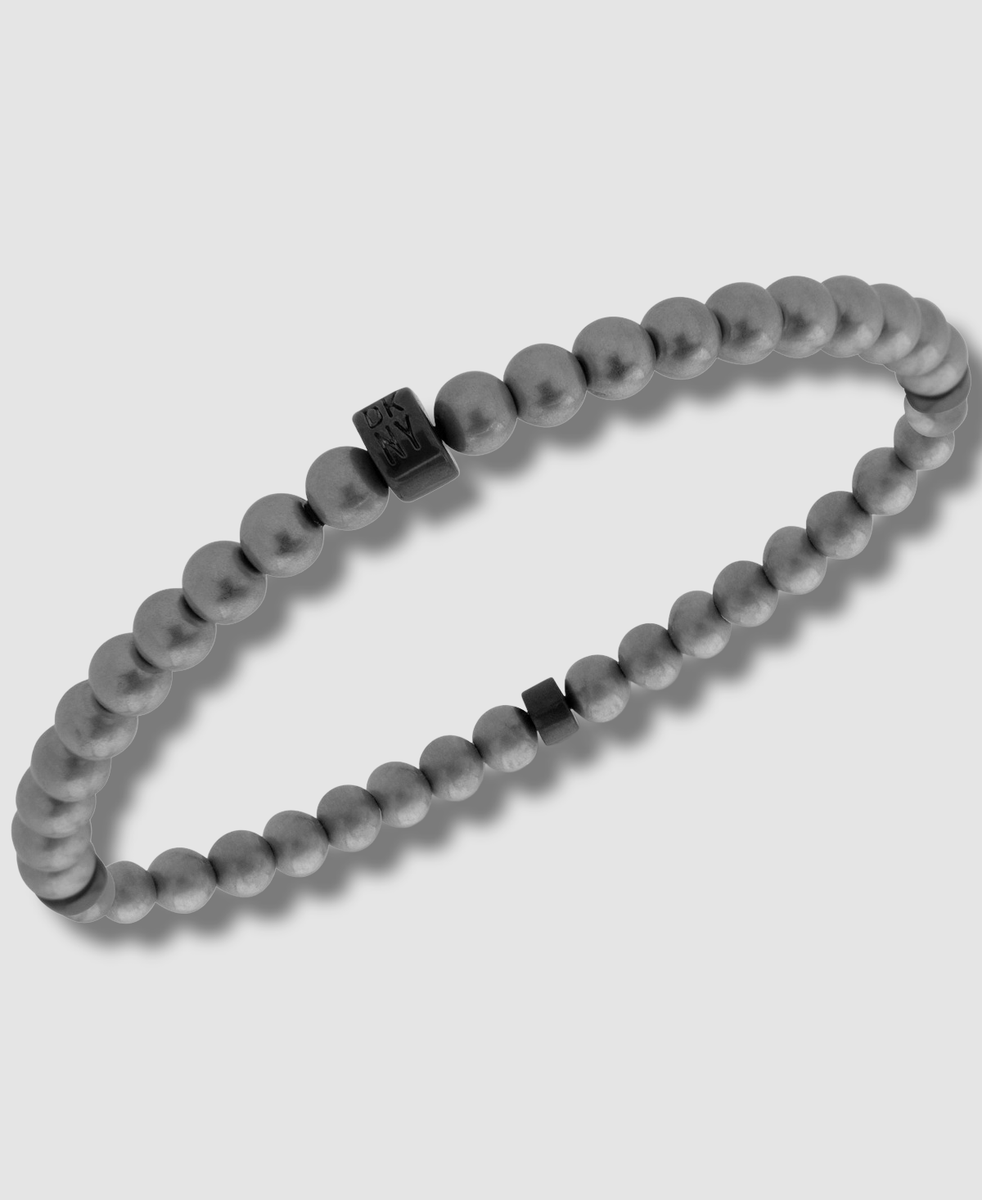 $48 DKNY Men's Silver-Tone Beaded Stretch Bracelet