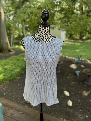 Croft & Barrow Classic Tank Top Black White Medallion Sz M 100% Cotton New