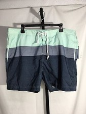 ORIGINAL PENGUIN FIXED VOLLEY STRIPED SWIM SHORTS TRUNKS BLUE SIZE 38 NEW  70