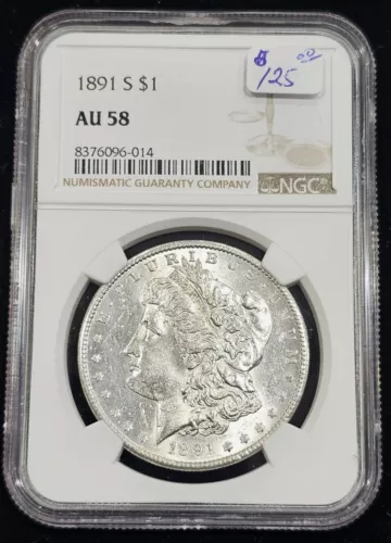 1891 S Morgan Silver Dollar $1 NGC-CERTIFIED-AU 58