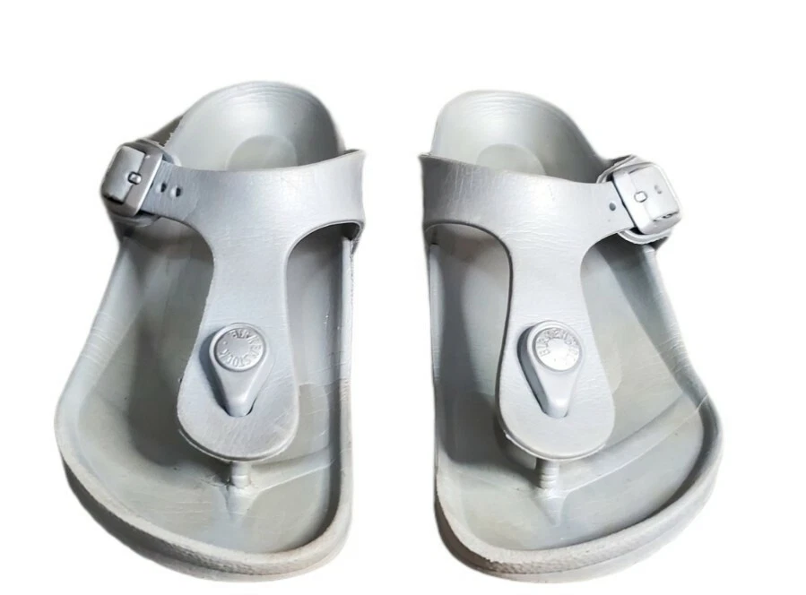 Grey store plastic birkenstocks