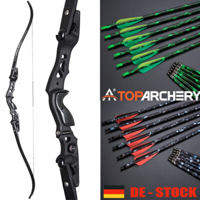 Bogenschießen 62 Zoll Takedown ILF Recurvebogen & 12x Pfeile für Erwachsene Jagd