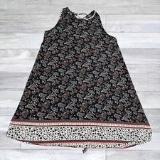 Alya Mini Dress Womens Medium M Navy Blue Paisley Flowy Back Criss Cross Tie