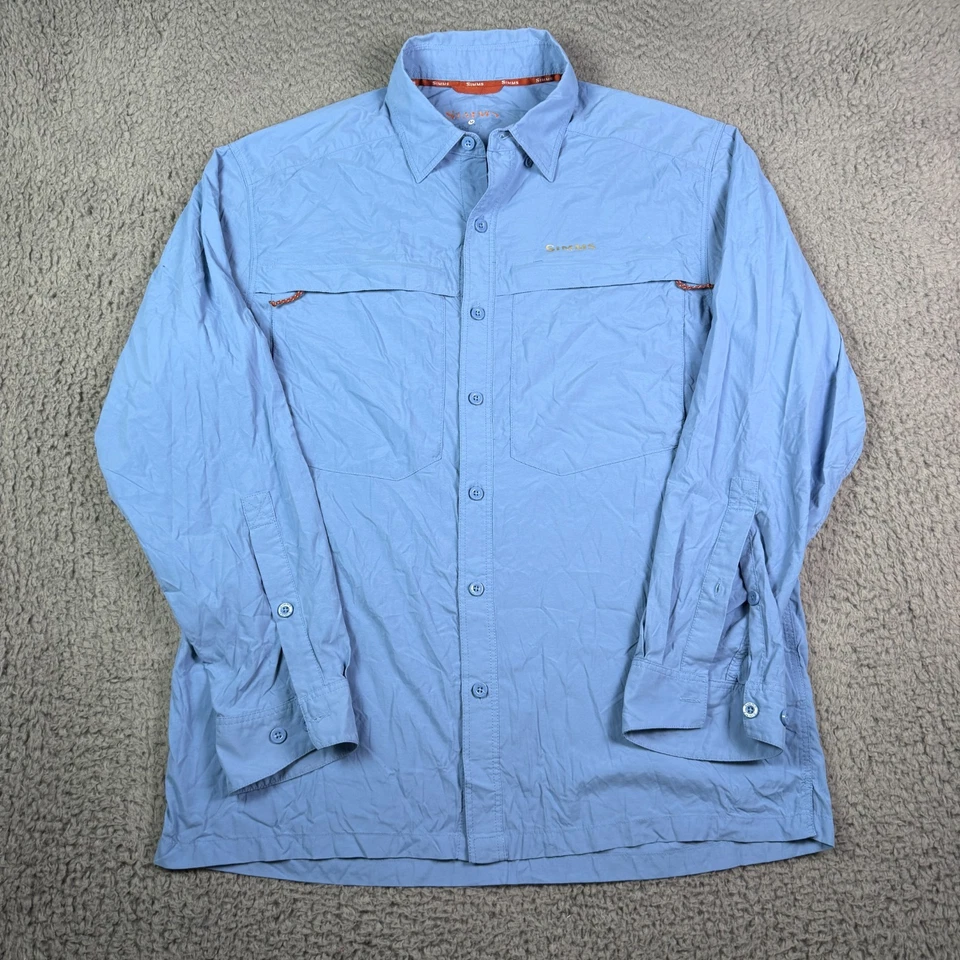 Simms Shirt Mens Medium Blue COR3 Long Sleeve Vented Button Up Sport Fishing - Image 2 of 4