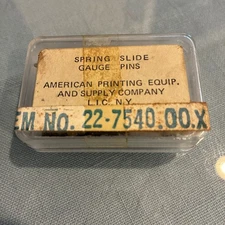 Letterpress Spring Slide Gauge Pins - 12 in Box -Hong Kong Version (NOT Megills)