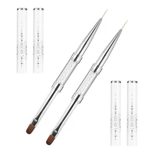 2 Pcs Double Ended Nail Builder Gel Brush, French Tip Brush Hard Gel for Nails