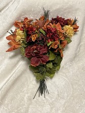 Artificial Fall Autumn Flowers Bouquet Decor Orange Yellow Brown Arranged