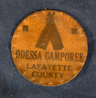 Boy Scouts 2" Leather 1940s Patch Odessa Camporee Lafayette County Kansas City