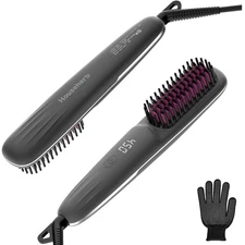 Hair Straightener Brush for Women, 2-in-1 Hot Comb & Straightening Brush with...