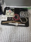 Small Lot Vintage Costume Jewelry. Watches Untested, Ring, Earrings, Beads