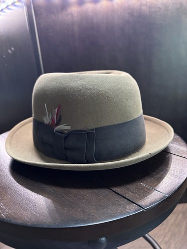 Vtg Cavanagh Fedora Hat 6 7/8 Tan Fur Felt Genuine Cavanagh Edge Milinery