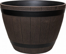 16L Wooden Barrel Effect Planter Pot Rustic Garden Plant Pot