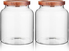 Glass Storage Container Airtight Food Jars Kitchen Canister with Wood Lids, 60