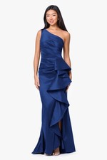 Betsy  Adam Royal Blue One Shoulder Ruffle Gown SZ 4 Formal Dress NWT GALA MOB