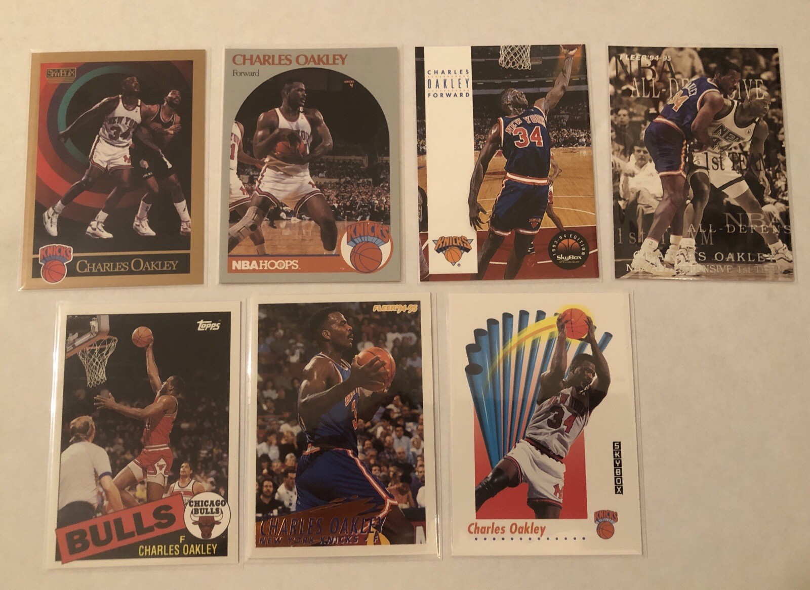 Lot of 7 Charles Oakley New York Knicks Basketball NBA Cards