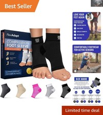 Medium Compression Sleeves for Plantar Fasciitis Relief Arch Support - Black