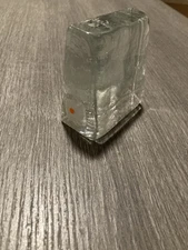 Blenko Ice Block  Glass Paperweight Clear   3x3x1.5"