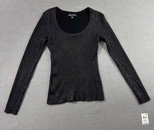 I.N.C International Concepts Women's Black Long Sleeve Shimmer Top Size S NWT