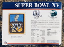 NFL Super Bowl XV 15 Patch Oakland Raiders vs Philadelphia Eagles W/ Stats Card