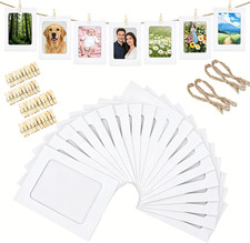 40Pc Kraft Photo Frames 4x6 DIY Hanging Display Kit Twine Clips No Drill