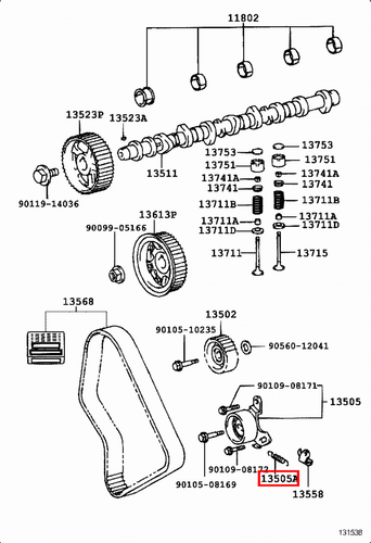 Genuine Hilux LN170 LN167 LN166 3L 5L 2L Timing Belt Idler Tensioner Spring - Picture 6 of 20