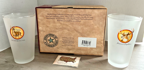 American Expedition Whitetail Deer Wildlife Frosted Pint Glass - Set / Lot of 2 - Picture 11 of 13