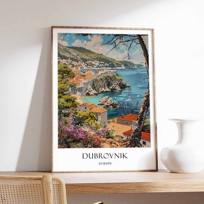 5_Dubrovnik Poster, Wohndeko, Dubrovnik Wandbild, Kroatische Küstenlandschaft, Cr