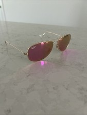Ray-Ban RB3362 Cockpit Aviator Sunglasses Gold Frame Pink Lenses Used