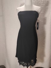 Lulus NWT Strapless Black Dress with Decor Lace Out The Bottom Zip Back Sz 2