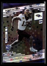 2021 Panini Prestige Football Rashod Bateman Xtra Points Astral Rookie card #215. rookie card picture
