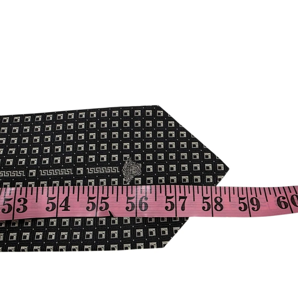 Corbata de Lujo Versace Seda Patrón Medusa Para Hombre Negra Dorada Hecha en Italia Foto 4 de 4