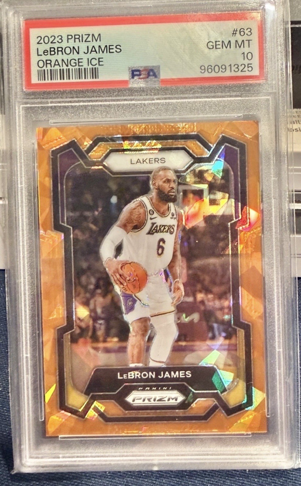2023-24 Panini Prizm - LeBron James #63 Orange Ice Prizm PSA 10 GEM MT