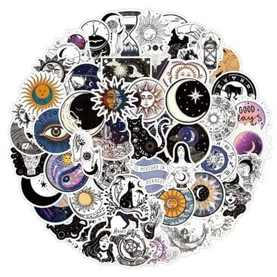 60pc Celestial, Moon, Cats, Constellation, Astrology Sticker Pack Lot For Laptop
