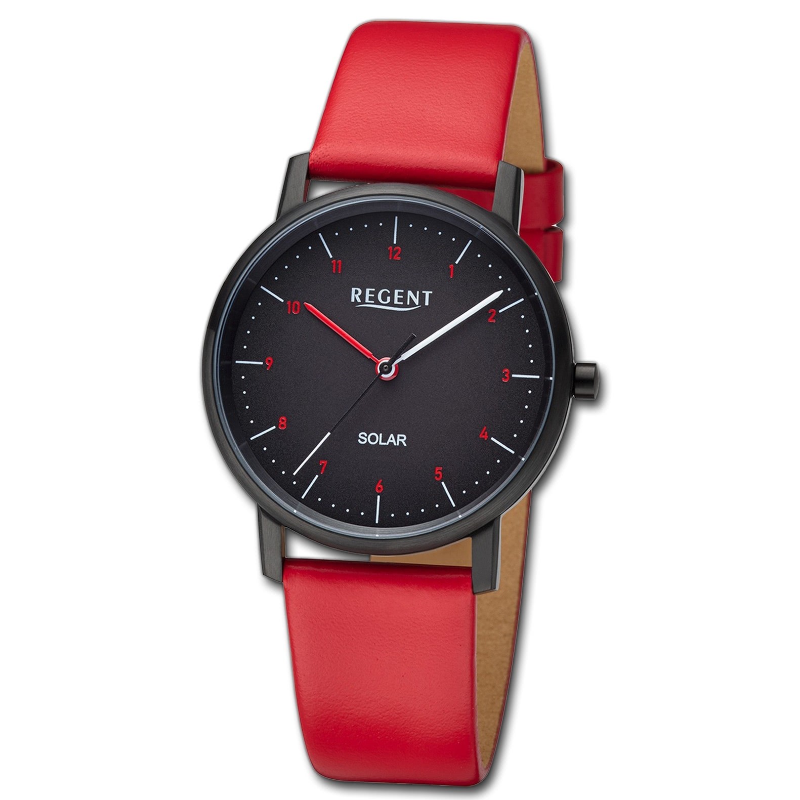 Regent Damen Solaruhr Analog Lederarmband rot URF1554