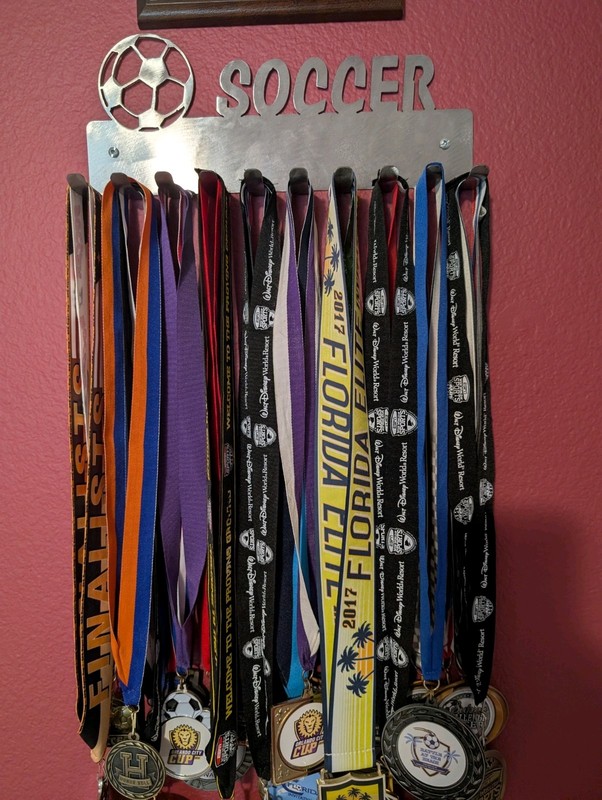 Soccer Medal Ribbon Wall Display Awards