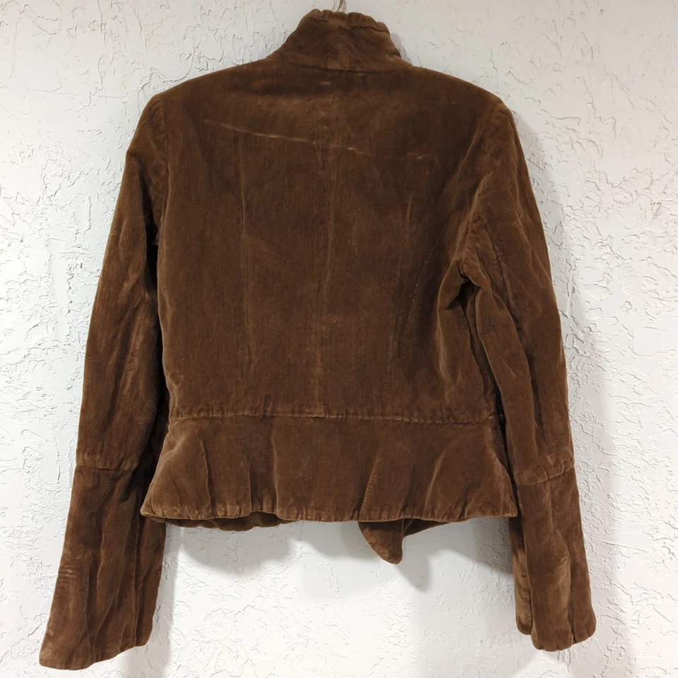 Blazer Chaqueta Botón Corto Terciopelo Marrón Lilith - Para Mujer Talla Grande Otoño Claro Foto 4 de 4