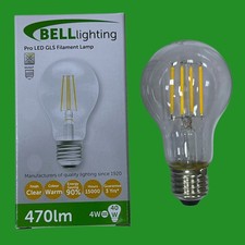 Image of 1x 4W (=40W) BELL Pro GLS Clear LED Filament Light Bulb 2700K ES E27 Screw