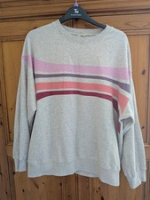 Hush Grey Oversized Sweatshirt UK M Soft Cotton Crew Neck Relaxed Fit Jumper