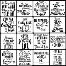 16 Pcs Reusable Word Stencils for Painting On Wood Shirt Canvas Fabric Decor