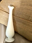 Rare Vintage Fenton Milk Glass Bud Vase Signed 7"