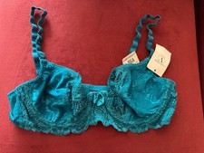 Vintage Valentino Lace Bra 36A Underwire Unlined Turquoise Made In USA NWT