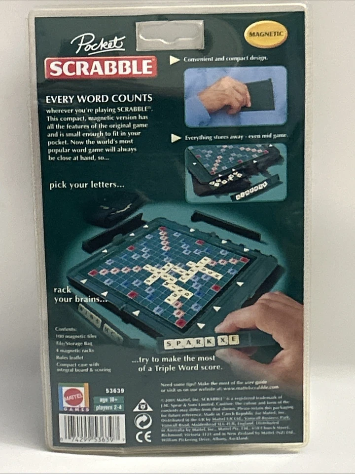 Pocket Scrabble Travel Size Board Game Magnetic Mattel 2006 New & Sealed  - Image 2 of 4