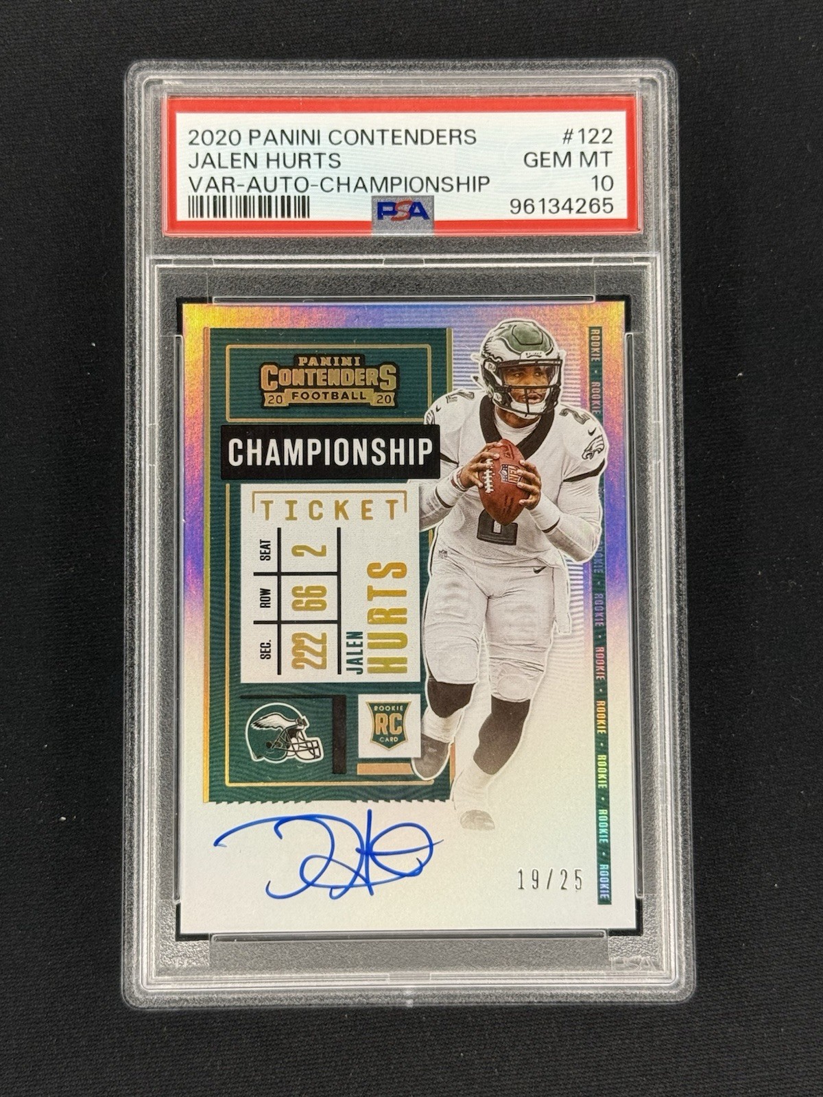 Jalen Hurts Panini Contenders #122 Autograph-Championship