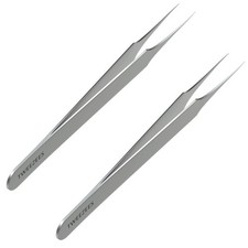 Precision Stainless Steel Ingrown Hair Tweezers Pointed Tip 2 Pack Extra Sharp