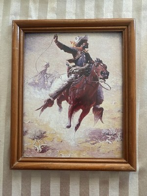 Framed art print of the painting A Bad Hoss by Charles Marion Russel