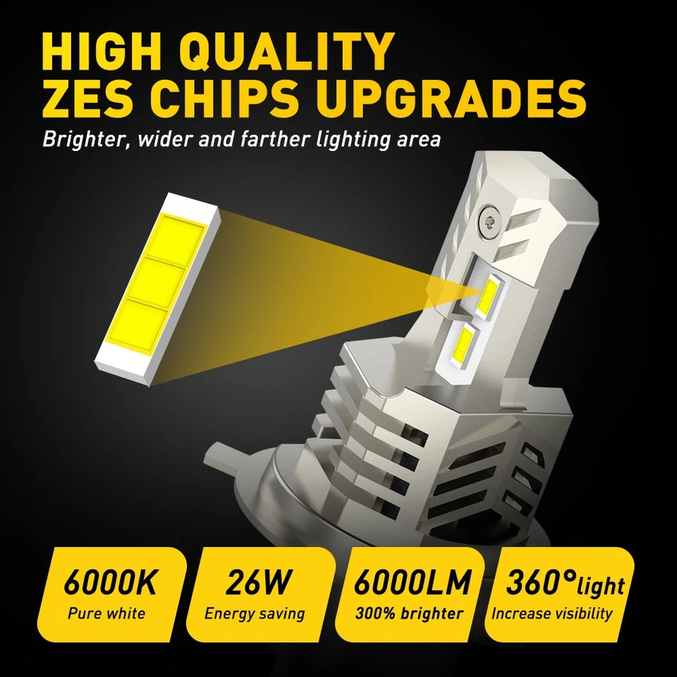 AUXITO H4 9003 HB2 Motorcycle LED Headlight High Low Beam 6000K Bulb 12000LM 2 D - Image 3 of 4