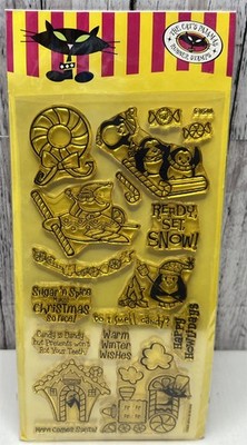 The Cat's Pajamas HERE COMES SANTA Christmas Train 4x8 Rubber Stamps