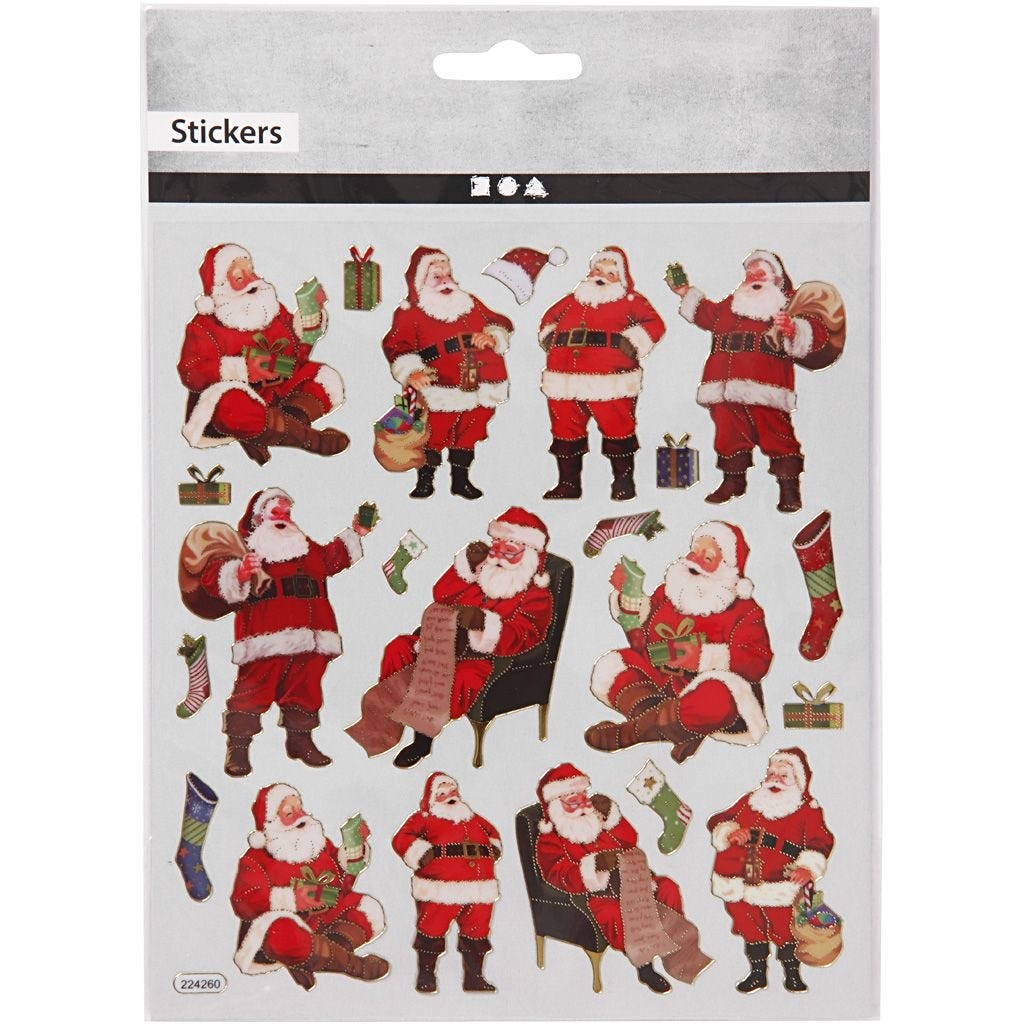 Creativ Traditional Father Christmas Stickers Sheet Gold Glitter Scrapbooking
