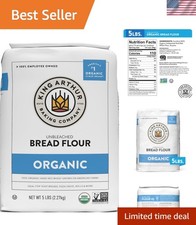 King Arthur 100 Organic Bread Flour, Unbleached, 5 lb Pack of 1 - Non-GMO Pr...